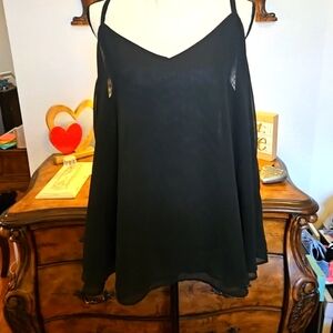 NWT TORRID Size 1 (14/16) Black Double Layer Swing Cami